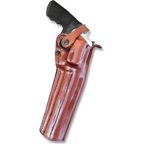 Premium Leather Three Slots Belt Holster with Retention Strap Fits Smith & Wesson Model 500 Magnum X-Frame 8 3/8" BBL, R/H Draw, Brown Color #1436#