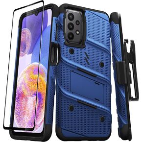 ZIZO Bolt Bundle for Galaxy A23 5G Case with Screen Protector Kickstand Holster Lanyard - Blue