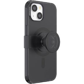 PopSockets iPhone 14 Case with Phone Grip and Slide Compatible with MagSafe, Phone Case for iPhone 14, Wireless Charging Compatible - Black Translucent