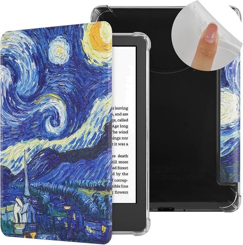 Dteck for Amazon Kindle Paperwhite 7" Case 12th Generation 2024, for Kindle Colorsoft Signature Edition Case 7" 2024, Clear Back Cover Cute Folio PU Leather Thin Case with Auto Sleep Wake, Blue Sky in Kuwait
