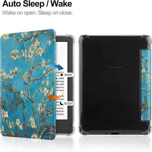 Dteck for Amazon Kindle Paperwhite 7" Case 12th Generation 2024, for Kindle Colorsoft Signature Edition Case 7" 2024, Clear Back Cover Cute Folio PU Leather Thin Case with Auto Sleep Wake, Blue Sky in Kuwait