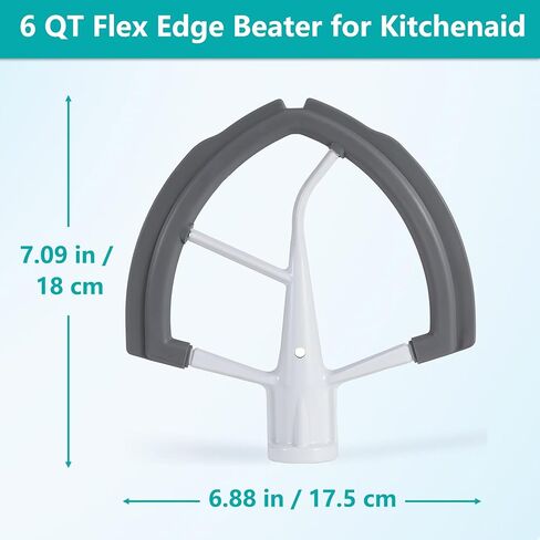 Flex Edge Beater ، 6 Qt Flat Beater Flatment for Kitchenaid Bowl-Lift Mixer ، استبدال مجداف مسطح ، ملحق خلاط مع مكشط الحواف السيليكون المرنة (6QT Flex Edge مضرب) in Saudi Arabia