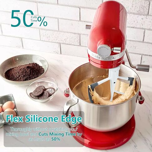 Flex Edge Beater ، 6 Qt Flat Beater Flatment for Kitchenaid Bowl-Lift Mixer ، استبدال مجداف مسطح ، ملحق خلاط مع مكشط الحواف السيليكون المرنة (6QT Flex Edge مضرب) in Saudi Arabia