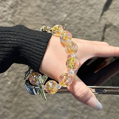 ASVNRES Phone Lanyard Wrist Strap, Crystal Butterfly Star Gems Phone Beaded Wrist Strap Phone Bracelet Lanyard in Saudi Arabia