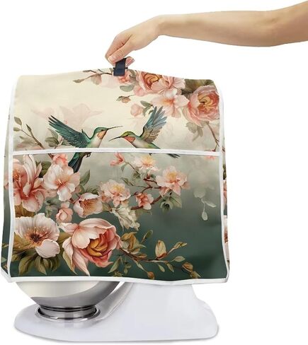Two Hummingbirds Pink Flowers Mixer Covers for Stand Mixer 4.5-5 Qt Accessories and Attachments for Stand Mixer with Top Handle Pockets Kitchen Appliance in Saudi Arabia