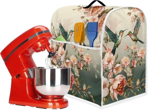 Two Hummingbirds Pink Flowers Mixer Covers for Stand Mixer 4.5-5 Qt Accessories and Attachments for Stand Mixer with Top Handle Pockets Kitchen Appliance in Saudi Arabia