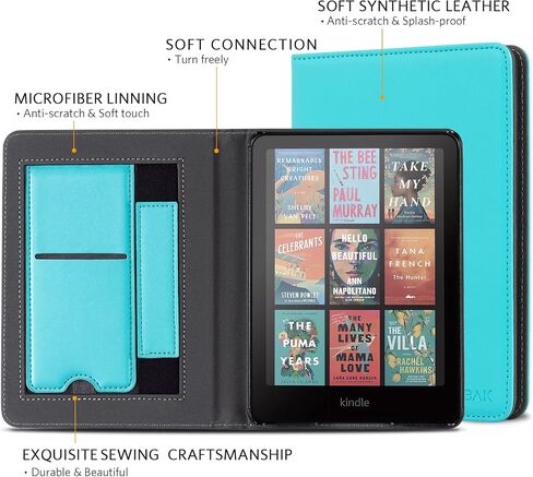 COBAK CASE مع Stand for Kindle Paperwhite 12th Gen 2024 تم إصداره (7 ") و kindle Colorsoft Signature Edition - غطاء جلدي متين مع إيقاظ النوم التلقائي ، فتحة البطاقة ، ميزة حزام اليد in Saudi Arabia
