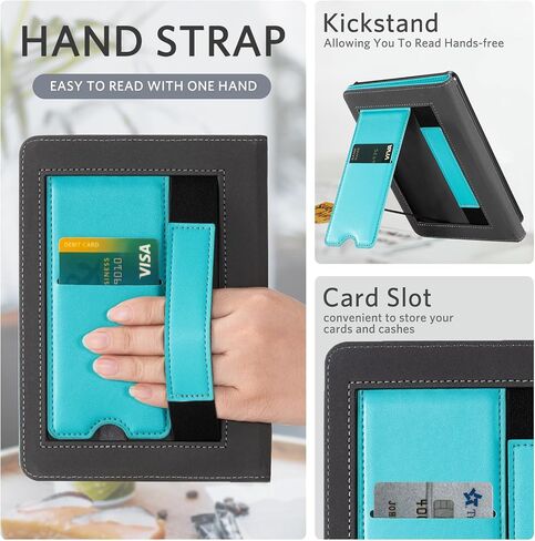 COBAK CASE مع Stand for Kindle Paperwhite 12th Gen 2024 تم إصداره (7 ") و kindle Colorsoft Signature Edition - غطاء جلدي متين مع إيقاظ النوم التلقائي ، فتحة البطاقة ، ميزة حزام اليد in Saudi Arabia