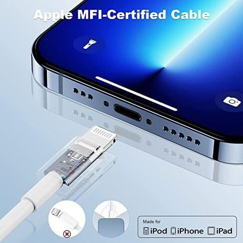 iPhone 14 13 Charger Fast Charger [MFI Certified] ، 40W Port USB C Charger Block مع كابل شحن Lightning من النوع 3 قدمًا لـ iPhone 11 Pro Max/11 Pro/11/XS Max/XS/XR/X/8 Plus/8 ، iPad mini-1 in Saudi Arabia