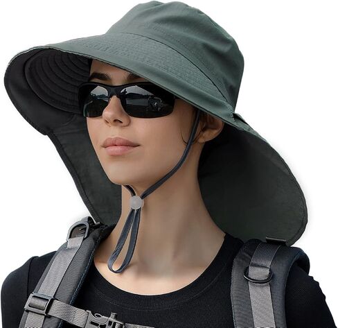 Sun Hats for Women Hiking Fishing Hat Wide Brim Hat with Large Neck Flap Sun Protection Hats for Men and Women in Saudi Arabia