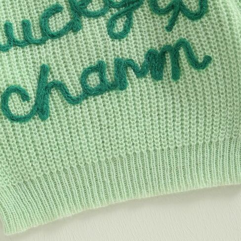 St.Patricks Day Baby Girl Boy Outfit Long Sleeve Lucky Embroidery Sweater Solid Color Sweatshirt Shamrock Clothes in Kuwait