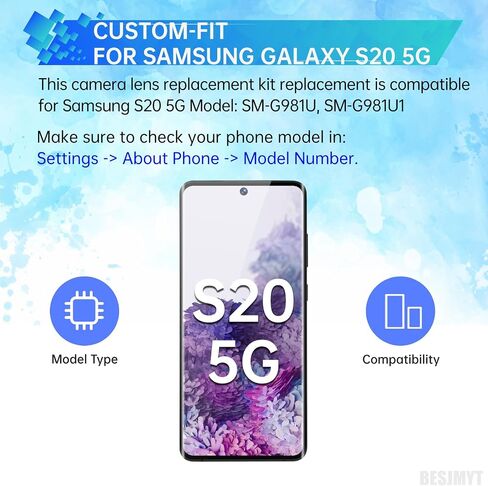 2 حزمة العدسة الخلفية العدسة استبدال Samsung Galaxy S20 5G لاصق العدسة الزجاجية الكاميرا الخلفية مع مجموعة الإصلاح الكامل أدوات القماش الغبار ل S20 5G SM-G981U SM-G981U1 in Saudi Arabia