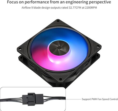 TL-P9-S CPU Case Fan ، Black Argb Computer Fan PWM PC Fan ، 9225 مواصفات مروحة Silent Cooler ، سرعة 2200 دورة في الدقيقة ، مروحة تبريد وحدة المعالجة المركزية للكمبيوتر الشخصي in Kuwait