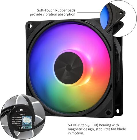 TL-P9-S CPU Case Fan ، Black Argb Computer Fan PWM PC Fan ، 9225 مواصفات مروحة Silent Cooler ، سرعة 2200 دورة في الدقيقة ، مروحة تبريد وحدة المعالجة المركزية للكمبيوتر الشخصي in Kuwait