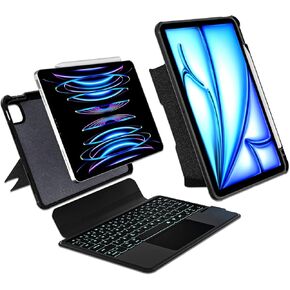 حالة لوحة المفاتيح المتوافقة مع iPad Air 11 Inch (M2) 2024 ، iPad Pro 11 Inch (4th/3rd/2nd/1st Gen) ، 10.9 "ipad Air 5/4 ، حالة Kickstand القابلة للفصل المغناطيسية مع لوحة مفتاح الإضاءة الخلفية Bluetooth