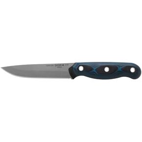 TOPS Knives Dicer 4 Steak Full Tang Fixed Blade- Tumble Finish- Black Kydex Sheath (Blue/Black G10 Handle)