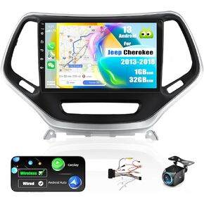 Android 13 Car Stereo for Jeep Cherokee 2013-2018 with Wireless Apple Carplay Android Auto,10.1'' HD Touchscreen Jeep Cherokee Car Radio with WiFi,GPS Navigation,Bluetooth FM/RDS SWC+Backup Camera