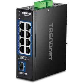 TRENDnet 9-Port Industrial 2.5G DIN-Rail Switch with 10G SFP+ Port, TI-G5091, 8 x 2.5G Ports, 1 x 10G SFP+ Port, 60Gbos, NDAA TAACompliant, Lifetime Protection