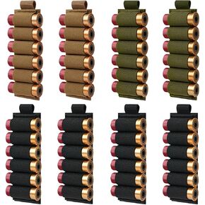 8 Packs 6 Rounds Shell Card Holder | Buttstock Shell Holder | 12/20 Ga Side Saddle Shell Carrier for Rifle Shotgun Cartridge | with Molle Utility Pouch Hook and Loop