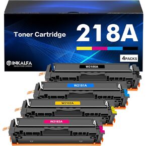 218A 3301fdw Toner Cartridges 4 Pack: 218X 3201dw Compatible Replacement for HP 218A 218X Color Laserjet Pro MFP 3301fdw 3301cdw 3301sdw Pro 3201dw Series Printer High Yield W2180A Ink Set (B/C/Y/M)