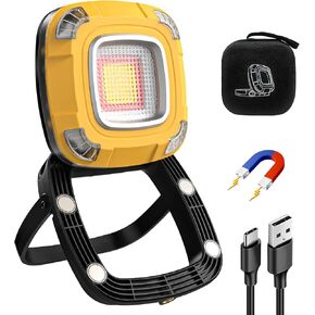 36-Hour Rechargeable Magnetic Work Light, 2000LM LED Portable Light with 9 Modes, 4 Magnets, IPX5 Waterproof for Job Site, Emergency, Camping
