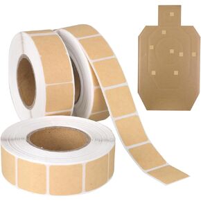 Target Pasters Square, 3000 Pcs/ 3 Roll 0.85 Inch Shooting Target Stickers for Shooting Range, Self Adhesive Kraft Paper Shooting Targets, Target Labels Tape for Pistol Shooting Range Practice, Brown