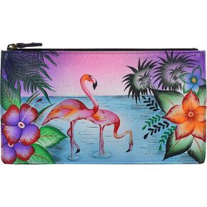 Anna by Anuschka Women's Hand Painted Genuine Leather Organizer Wallet - Animal Butterfly