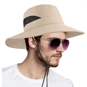 Wide Brim Sun Hat for Men/Women, UV Protection Men's Bucket Hats, Foldable Fishing Hat, Breathable Boonie Hat for Fishing