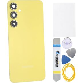 Yellow Back Panel Cover Replacement for Samsung Galaxy A55 with Pre-Cut Adhesive Rear Camera's Frame and Glass Cover and Installation Tool Kit