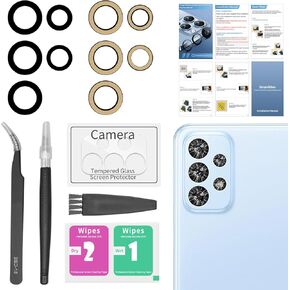 2 Pack for Samsung Galaxy A23 Back Rear Camera Lens Glass Replacement with [Camera Lens Protector]+ Pre-Installed Adhesive Include Repair Tool Set+Installation Manual