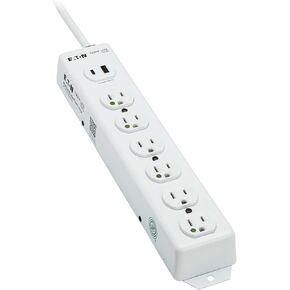 Tripp Lite Eaton Medical Hospital Power Strip with 2 USB Charging Ports, 6 Outlets + 2ft Cord, UL 1363 Certified Power Strip, Wall & Under-Desk Mount, Lifetime Manufacturer's Warranty (PS-602-HGUSB)