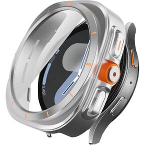 [2 Pcs] Samsung Galaxy Watch 7 44mm Case with Tempered Glass Screen Protector, Full Edge All Around Anti-Scratch Frame Cover, Transforms Galaxy Watch 7 to Ultra Appearance