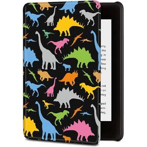 Case for Kindle Paperwhite 11th Generation 6.8", Durable PU Leather Cover with Auto Wake/Sleep Cover for Kindle Paperwhite 11th Generation and Signature Edition 2021 Released, Multicolor Dinosaur