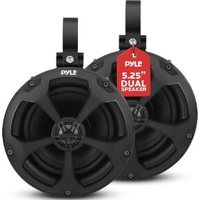 Pyle 2-Way Waterproof Off-Road Speakers – 5.25" 1000W Set of 2 Active/Passive Marine Grade Wakeboard Tower Speakers System with Bluetooth, Full Range Audio for ATV, UTV, Jeep, Boat, Quad