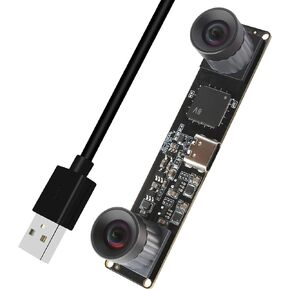 High Speed 210fps USB Camera with Global Shutter 800P Synchronization Dual Lens Monochrome B/W Camera Plug and Play for 3D Printing PC Lightburn QR Code Scanning VR and Face Recognition
