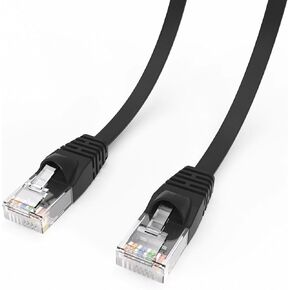Cat Flat.6 UTP Ethernet تصحيح كابل ، لون أسود مع التمهيد غير المصقول ، 45 قدم. in Kuwait