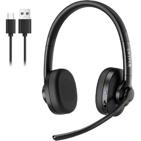 Wireless Headset for Work V5.1 Bluetooth Headset with ENC & CVC Noise-Cancelling Mic and Long-Lasting Battery - Stereo Wireless Headphone for Teams/Zoom/Home/Office/Computer/Cell Phone