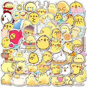 Chicken Stickers| 100 PCS | Cute Yellow Stickers, Vinyl Waterproof Stickers for Laptop,Guitar,Motorcycle,Bike,Skateboard,Luggage,Phone,Hydro Flask, Gift for Kids Teen Birthday Party