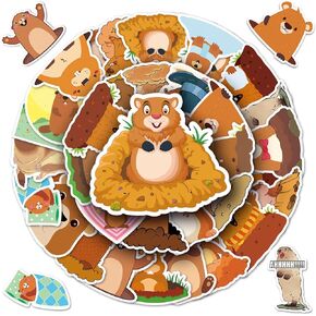50PCS Groundhog Stickers, Cute Marmot Stickers for Teens Boys Girls Adults, Waterproof Groundhog Vinyl Decals for Laptop Bumper Skateboard Water Bottle Phone (Marmot Stickers)