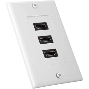 Bewinner 3 Ports HDMI Wall Plate Panel Plug, HDMI Adapter Wall Plug, ABS Fireproof Material, HDMI Interface, HDMI Plug Plate for Engineering Wiring