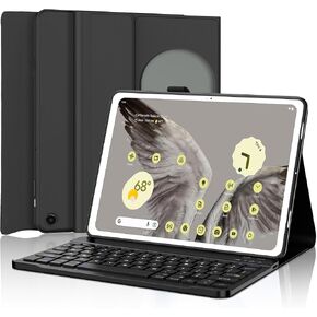 BORIYUAN Keyboard Case for Google Pixel Tablet 11 inch 2024/2023, Detachable Wireless Bluetooth Keyboard Slim Folio Smart Cover with Pencil Holder, Support Charging Speaker Dock - Black