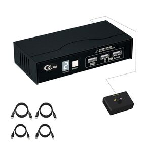CKLau 2 Port KVM Switch Displayport with All Input Cables Support 4K60Hz 2K144Hz for 2 Computers Single Monitor Sharing Keyboard Mouse