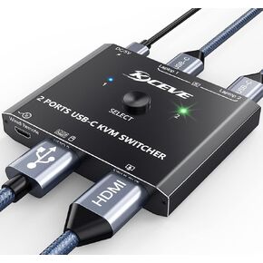 USB C Switch 2 in 1 Out, HDMI Out 8K@60Hz 10Gbps Data Transfer PD 100W Charging Bi-Directional USB C Switcher Selector 2 in 1 Out, 2 Computers Share 1 Devices，NO 1 in 2 Out