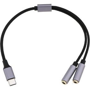 eMagTech USB C Microphone Adapter USB Type C to Dual 3.5mm Headphone Microphone Adapter for Phones Computers TVs MP3 MP4 Headphones