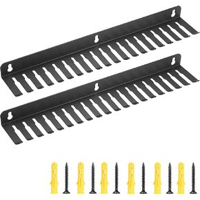 Kokone 19 Cable Slot Cable Hanger and Organizer, 2 Pcs Wall Mounted Cable Hanger,Iron Cable Rack-Slots Width from 5 to 9mm for Cord Management,Black