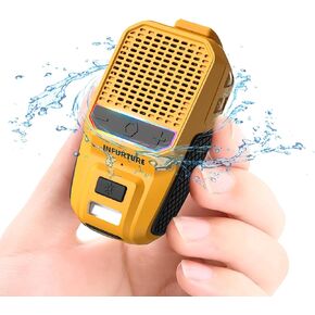 Wearable Waterproof Bluetooth Speaker with RGB/Flashlight-Clip-On Wireless Portable Speaker (Non-Magnetic)-Built-in Noise Reduction Mic for Hands-Free Music/Calls-for Work/Riding/Golf/Outdoor(Yellow)