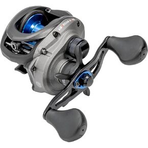 Lew’s American Hero Baitcast Fishing Reel, 4+1 Bearings, 7.5:1 Gear Ratio, Graphite Frame, Speed Gears, Magnetic Control System, Gray/Black/Blue