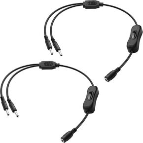 3.5mm x 1.35mm DC Power Cable DC 1 Female to 2 Male Extension Cable with On/Off 304 Switch DC35135 Y Splitter Power Cable for Cameras,DVRs,LED Strips 15.7 in/2Pcs