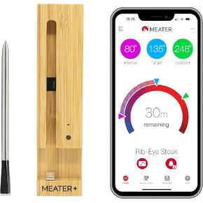 MEATER Plus: Smart Bluetooth Wireless Meat Thermometer Digital | BBQ, Grill, Oven, Smoker, Air Fryer, Kitchen | Perfect for Steak, Chicken, Turkey, and More | 50+ Recipes in App