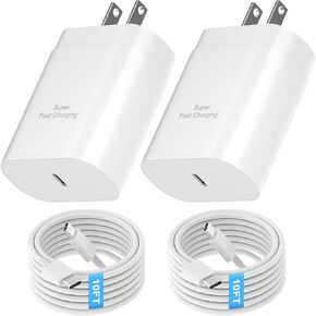 USB C Wall Charger,2-Pack PD 25W Super Fast Charger Whit USB C Fast Charging Cable for Samsung Galaxy S25 Ultra/S25/S25+/S24 Ultra/S24/S24+/S23/S23+/S23 Ultra/S22/S22+/S22 Ultra,White